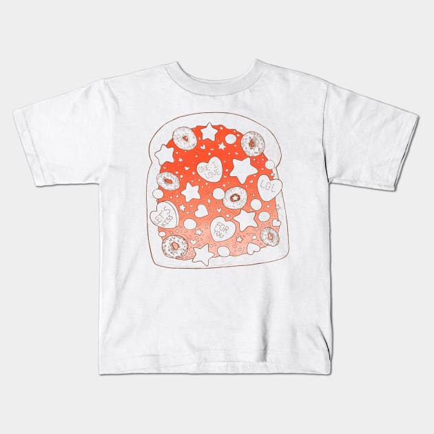 Cute toast with hearts design Kids T-Shirt by Coffee8